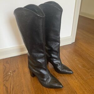 Croc Black Knee High Boots